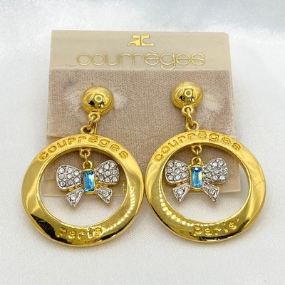 Courreges Women Necklace Courr Ges Ribbon Circle Earrings Large Vintage Limited
