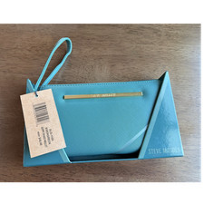 Steve Madden Teal Zip-Around Wallet with Logo and Wrist Strap for Women