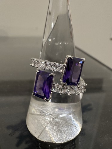 Bomb Party Original Ring RG93856 Daylight Dances Purple Topaz On Rhodium Size 9