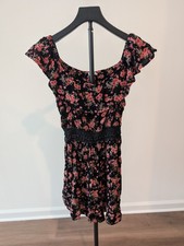 Ardene Women's Black Floral Cold Shoulder Sundress Size Medium