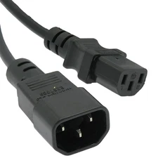 10ft Computer Power Extension Cord (NEMA C14 to C13 Plug 18AWG  Black