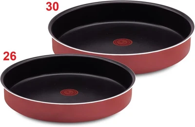 2 Tefal Deep Oven Tray Set Non Stick Trays Red Coated In France 30, 26 cm