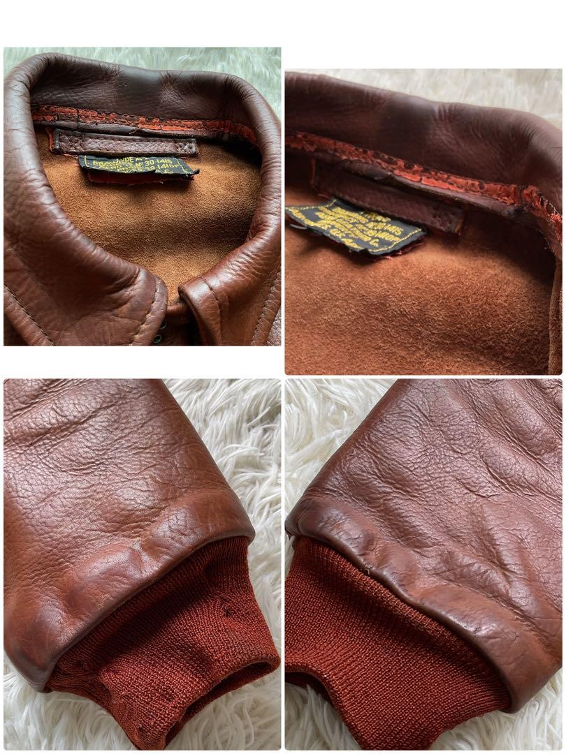 J*1様 AERO LETHER size42 A2 美品　リブ小穴あり Aero Leather A-2 Leather Jacket, Flight Brown, Size 42, From Japan