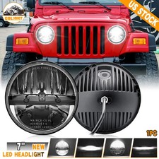 Dot 7 Inch Round Led Headlight Hilo Beam Black For Jeep Wrangler Jk Tj Cj Lj