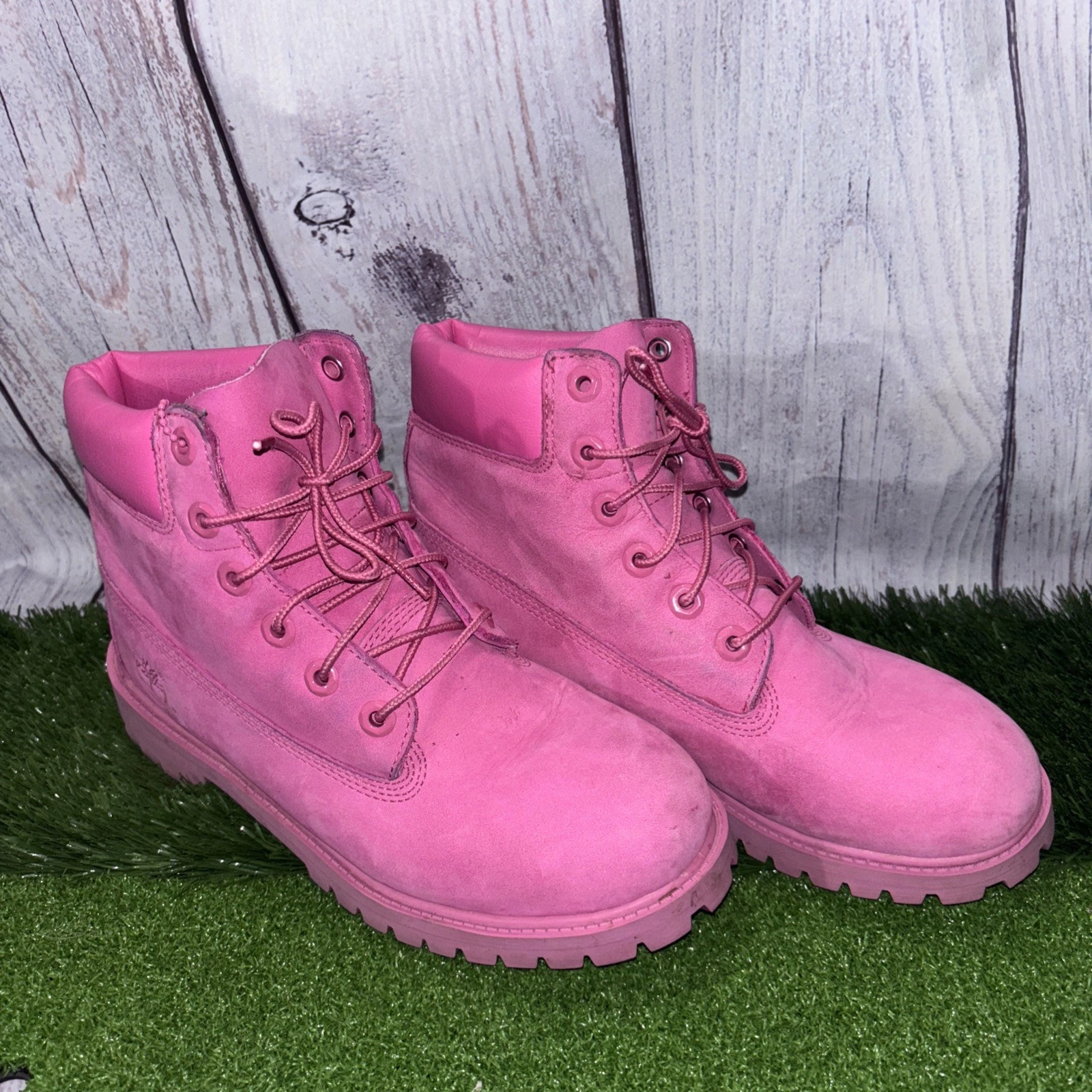 Stivali impermeabili Timberland in pelle rosa da bambina taglia 6 5 senza scatola (#27)