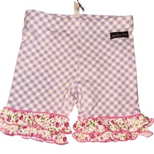 Matilda Jane Girls Lavender Gingham Ruffle Shorts Size 6 NWT