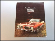 1968 Plymouth Barracuda 12-page Vintage Original Car Sales Brochure Catalog 1968 Plymouth Barracuda 12-page Vintage Original Car Sales Brochure Catalog