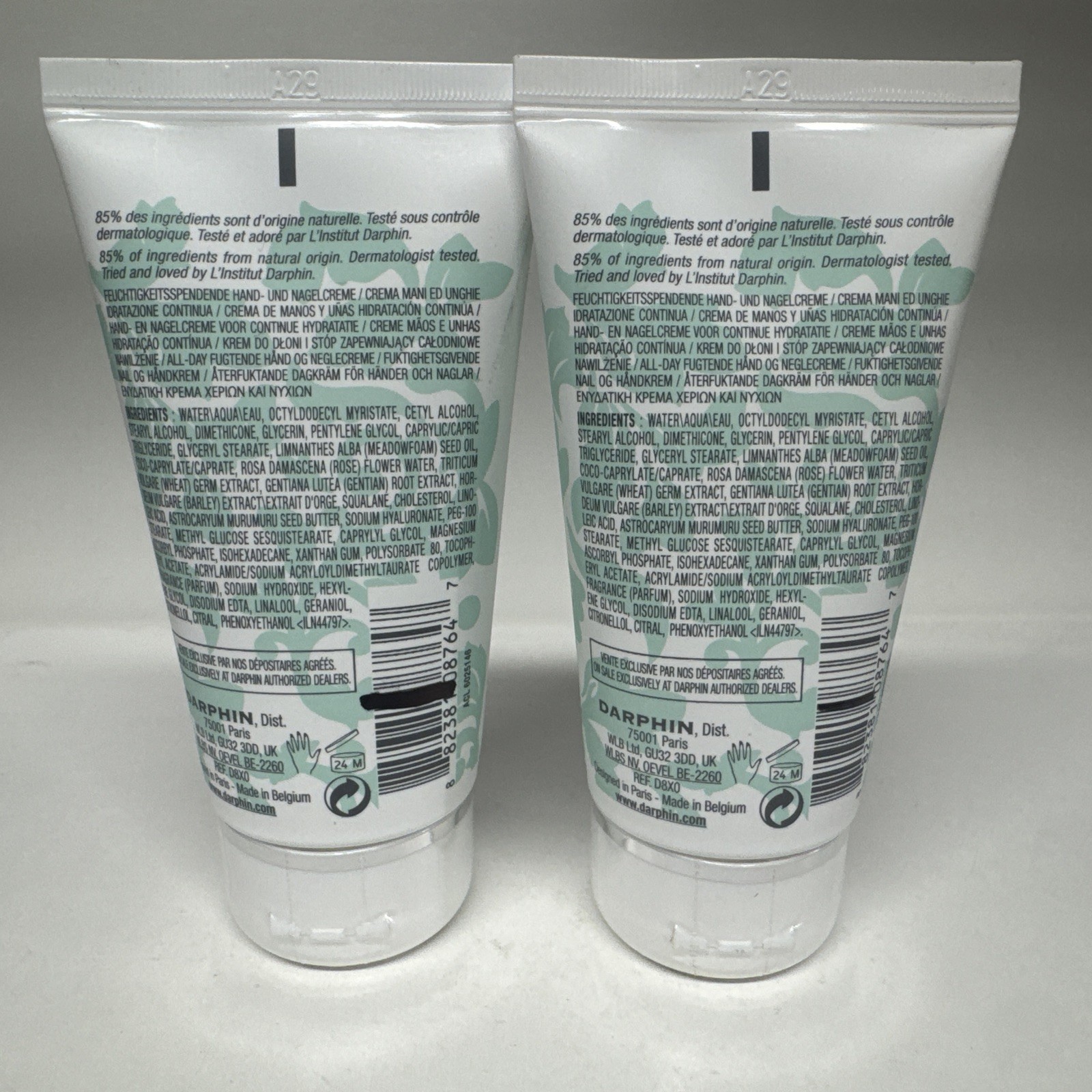 2 DARPHIN PARIS ~ ALL DAY HYDRATING HAND AND NAIL CREAM WITH ROSE WATER  2.5 OZ