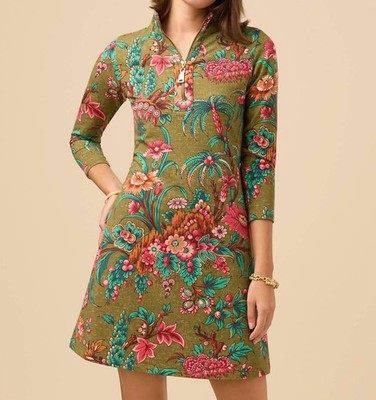 Spartina 449 Bridge Street Long Sleeve Dress Olive Green