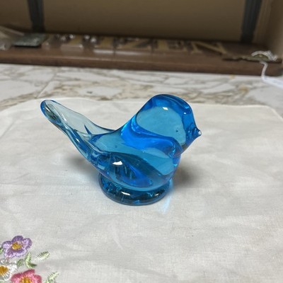 1990s Signed Leo Ward Glass Bluebird Of Happiness
