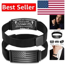 Adjustable Flag Cross Bracelet - Durable Stainless Steel Gift for Boys  Men