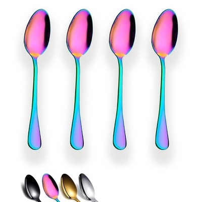 Rainbow Teaspoons 6.5'' Set of 4, Berglander Stainless Steel Titanium Plating Shi