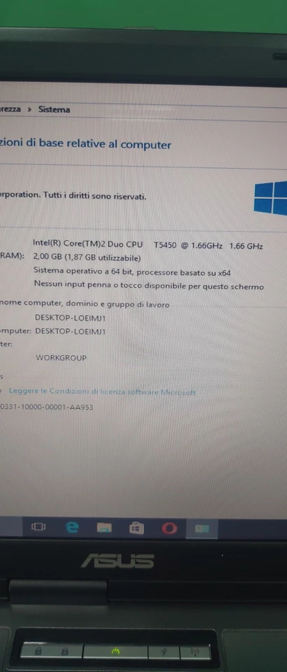 Notebook Asus X51RL-modello PRO52RL CPU INTEL DUO T5450 15.4" 2GB RAM 128GB SSD - Immagine 4 di 4