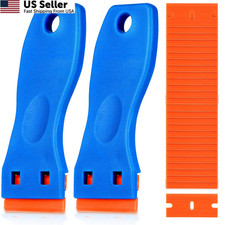 KUSUFEFI Plastic Razor Blade Scraper, 2PCS Scraper 1 Count (Pack of 2), Blue