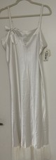 NWT Vera Wang Ivory White Vanilla Nightgown Sleep Bow Accent Ruffle Hem Large L