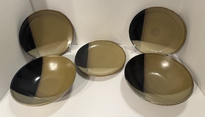 SANGO ~ Gold Dust Black, 2-Cereal/Soup Bowls & 3-Dessert/Salad Plates ~ Set of 5