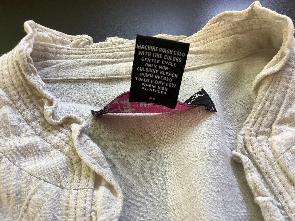 Chaqueta Blazer Top Marfil Peck & Peck Para Mujer Talla Mediana Mezcla de Lino Frente Abierto Foto 3 de 4