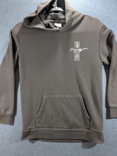 Ford Mustang Hoodie Youth Large 10-12 Gray Fleece Pullover Graphic Cars Back