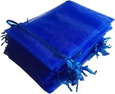 Pack of 100 5x7 inch Gift Wrap Bags Royal Blue, Organza Sheer Fabric Sturdy Mate