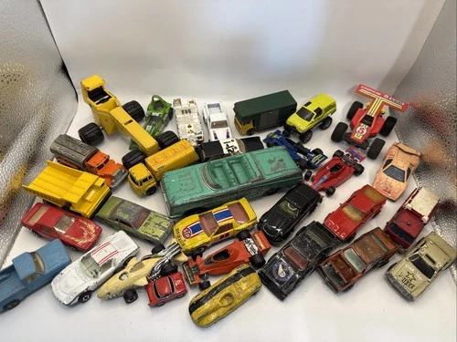 Large Lot Of Used Vintage Hot Wheels, Lesney, Tootise, Car Trucks Tractor