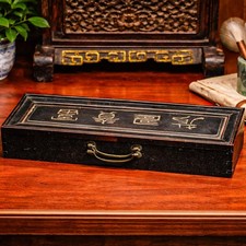 Beautiful Chinese Antique Prayer Scroll Wood Keepsake Box Culture Asian