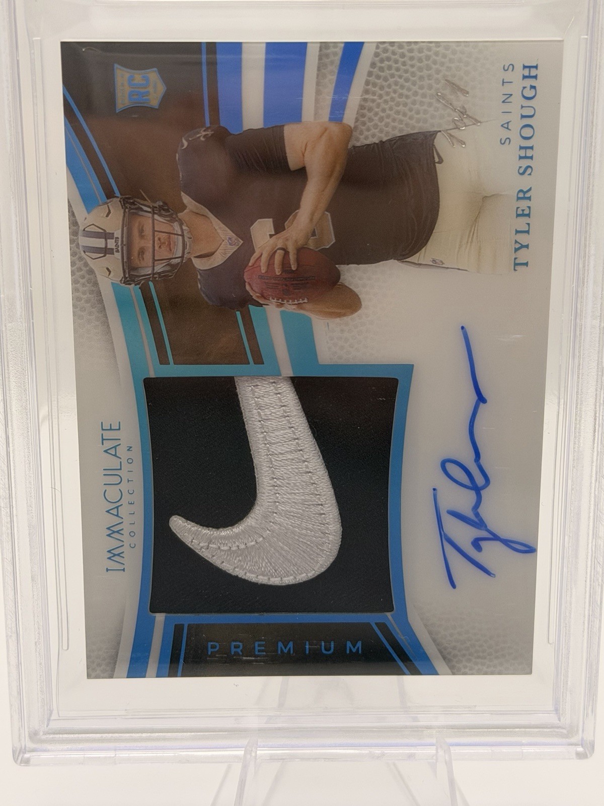 2025 Panini Immaculate Tyler Shough Premium Patch Rookie Auto Platinum 1/1 BGS 9 view 7