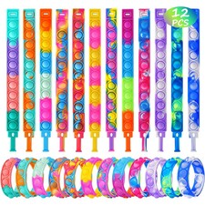 Fidget Pop Bracelet Party Favors Bubble Bracelets Push Toys for Kids Gift 12PCS