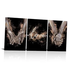  3 Piece Love and Hand in Hand Wall Art Canvas Romantic Couple Love Painting 
