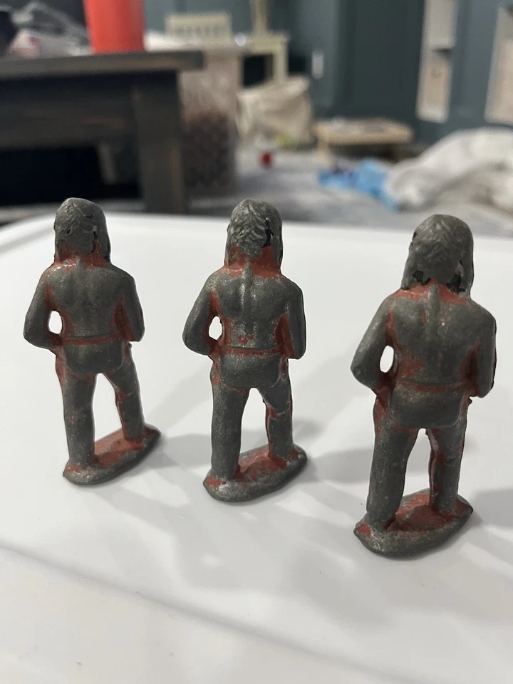Barclay Indian Chief Native American Cast Iron Figurine USA Lot of 3 Vintage - Image 2 of 4