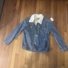 Levi Strauss Silver Tab Denim Jacket Womens Xl Sherpa Collar C 