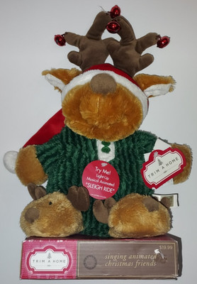 DanDee Trim a Home singing animated reindeer bear light up sings moves taps foot