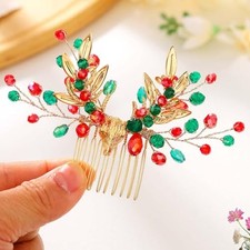 Wedding Hair Comb Antler Bridal Headpiece Rhinestone Hair Accessories for Gold