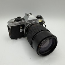 Pentax ME Super 35mm SLR Film Camera w/ 135mm 1:2.8 MC Sakar Lens - Tested READ