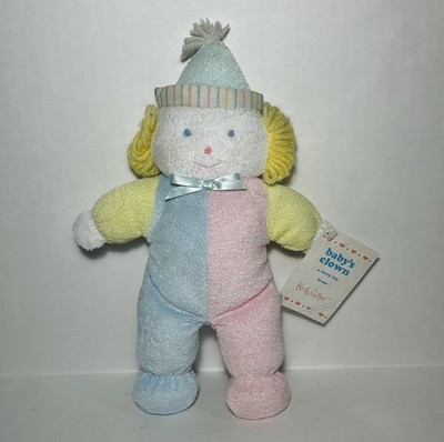 Vintage 90s KIDS GIFTS Clown Plush Terry Cloth Pastel Lovey