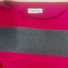 Calvin Klein Women's Pink/ Gray, Striped Sweater Dress Sz M???? Knee Length