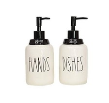 Modern Farmhouse Ceramic Dishes and Hands Soap Dispenser Set for Kitchen  St...