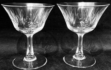 Antique French Cut Delicate Tulip Shaped Fine Champagne Saucers - Set of 2 -