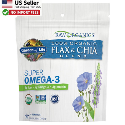 Garden of Life Raw Organic Ground Flax Seed & Chia Blend 24 Servings FROM USA 