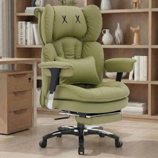 Desk Office Chair, X-Embroidery Big and Tall PU Leather Home Chair