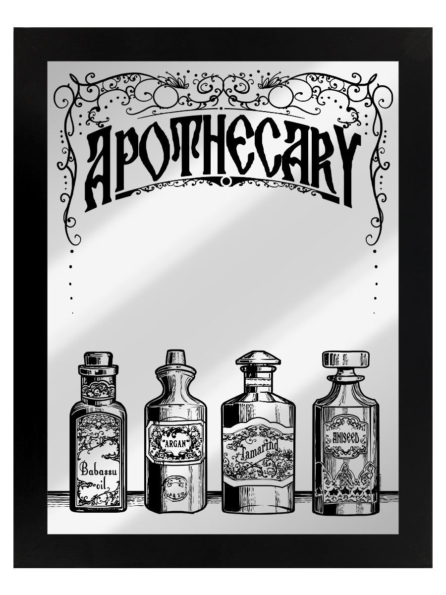 Tin Sign Apothecary Mirrored Framed Black 35x45cm