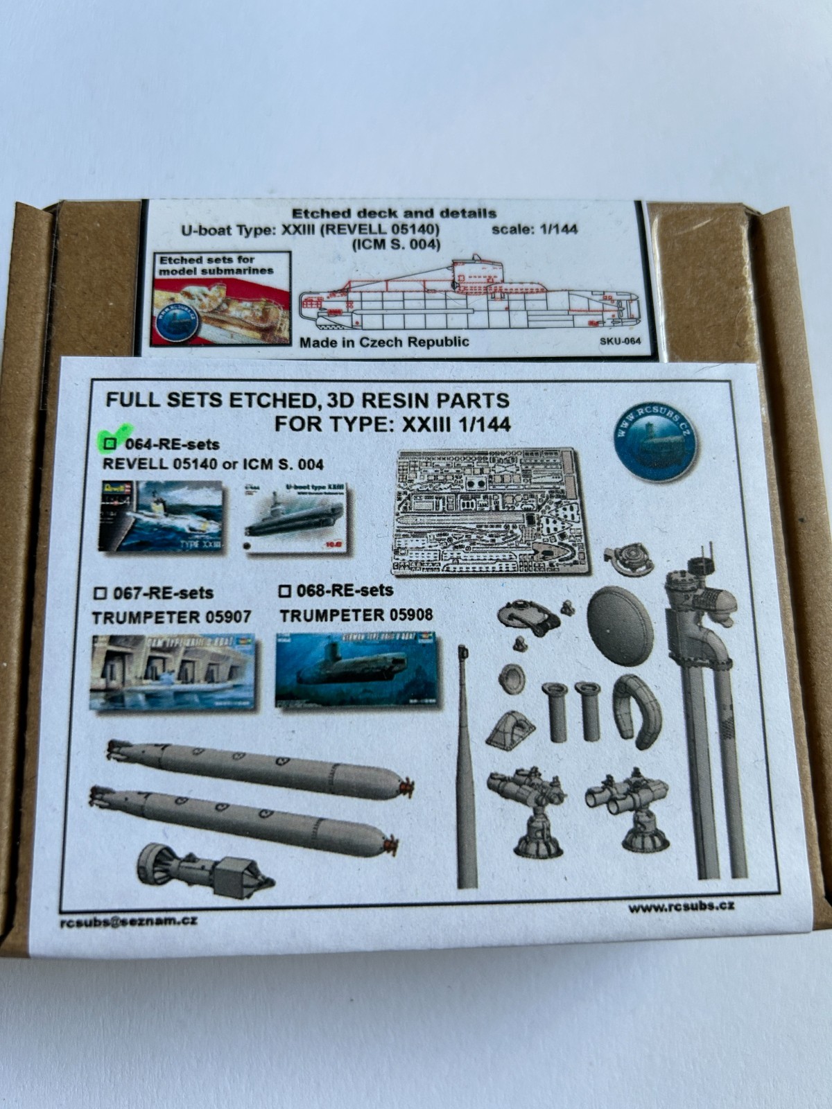 U-Boat Type XXIII Revell 05140 Full Photo-Etched & Resin 3D Print Parts 1:144