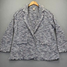 Chicos Tweed Fringe Blazer Jacket Blue Purple White Size 3 XL 570279971