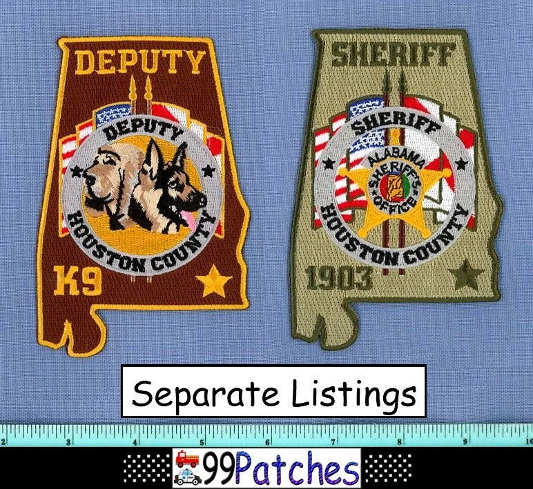 Parche Policía ALABAMA Alguacil Adjunto del Condado de Houston K-9 (Marrón) FORMA ESTATAL 9H Foto 2 de 2