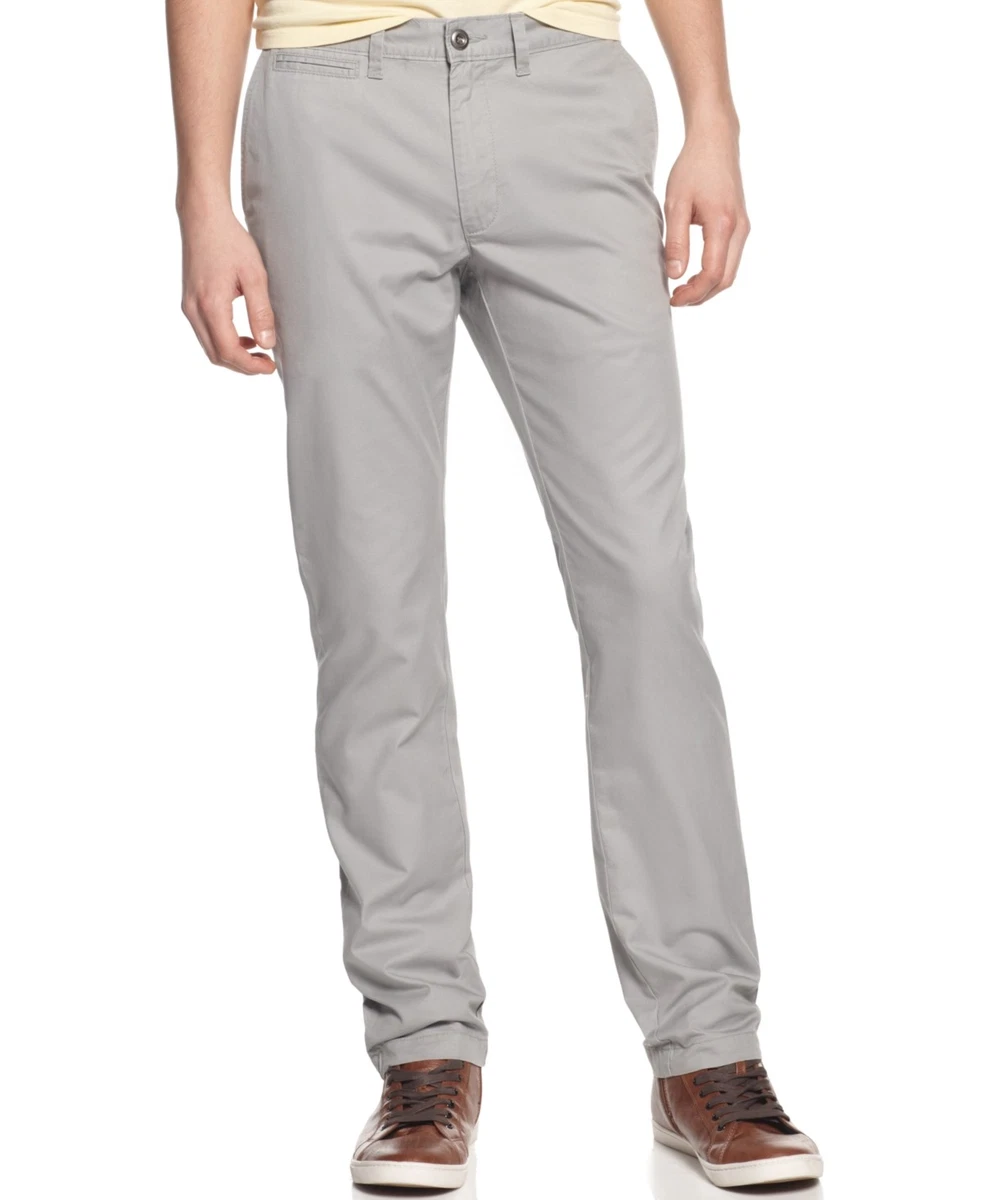 110 American Rag Men Gray Straight Solid Stretch Core Chino Pants Size 38w 32l