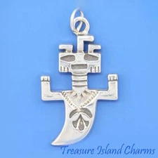 Native American Motif Spirit Ghost 925 Solid Sterling Silver Charm Pendant