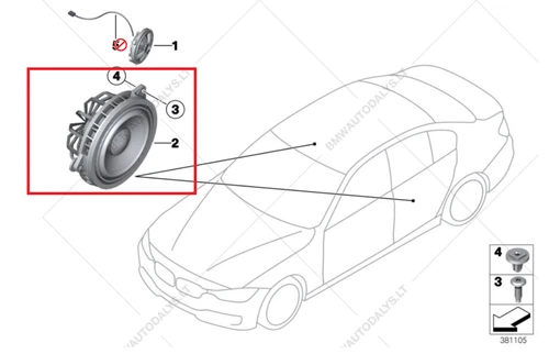 NEW BMW 3 F30 REAR RIGHT DOOR SOUND SPEAKER 65139364956 2013 ORIGINAL - Picture 2 of 10