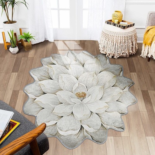 Modern Irregular Flower Carpets Round Carpet Bedside Art Floor Mats Area Rugs - Picture 31 of 37