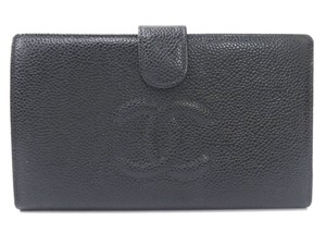 chanel bi fold wallet black caviar