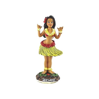 Hawaiian Dashboard Wiggling 4'' Hula Girl Doll Shaka Sign Hawaii Collectible