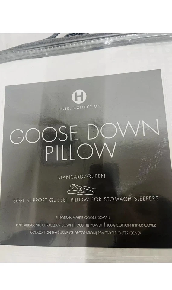 Hotel Collection European Goose Down Soft Density Standard Pillow- New - Image 2 of 3